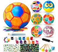 demaxiyad Football Painting Kit, Kids' Imaginary Soccer Ball, Painting Toy Kit with brushes, paint tools, pump, washable colors, enhances creativity, for group activities, festivals, playrooms