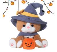 demaxiyad Halloween Cat Soft Toy Witch Kitten with Hat and Cape - Plush Toy Kitten 25 cm for Girls and Boys - Birthday Gift for Boys and Parties