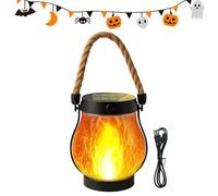 Demaxiyad Halloween Flashing Flame Garden Light, Outdoor Solar Light with Flashing Flame Effect, Solar & USB Charging, Waterproof for All Weathers, Rope Hanging, for Garden, Courtyard