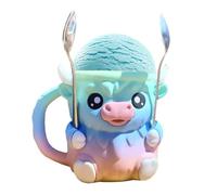 Demaxiyad Ice Cream Pint Holder with Handle, Cute Highland Cow Design Ice Cream Holder, with Insulated Grip, Includes Hidden Drawer, Spoons, Family Dessert Time, Parties, Outdoor Activities