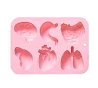 demaxiyad Organ Silicone Mold | Heart Brain Cake Mould | 6-Cavity Simulation Human Organs Fondant Chocolate Cake Candy Ice Mold Kitchen Baking Tools