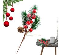 demaxiyad Red Berry Stems, Holly Berry Stems, Fake Christmas Pine Branches | Small Red Fruit Branches, Festival Decoration Portable Simulation for Front Door