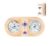 demaxiyad Sauna Sand Timer, Humidity Monitor - Wooden Frame Wall Mount Timer 15 Minutes Gauge Temperature Humidity - for Indoor Home Garage Office Bedroom Camper Van