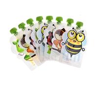 demaxiyad Set of 8 Reusable Compote Bottles, Home Fruit Puree Sticks in Refillable Storage Bag, Baby , Fruit Puree, Baby Porridge, Yogurt