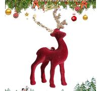 demaxiyad Snow Effect Reindeer Decorations - Deer House Ornaments, Reindeer Table Centerpiece for Shelf Fireplace Kitchen Christmas Tree Winter