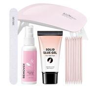 demaxiyad Solid Nail Glue and Remover - Acrylic Tips Adhesive Gel - Nail Grooming Kit with UV Lamp for Work Salon Home Girls School Christmas Bridal Wedding Party Halloween Women