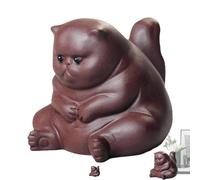 demaxiyad Tea Pets | Cute Kungfu Purple Clay Tea Pets Cat Figurine - Tea Accessories, Handmade Tea Table Desk Decor, Chinese Tea Tray Ornament for Tearoom Home