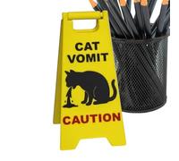 demaxiyad Warning Vomiting Cat Mini Sign - Funny Table Decoration - Hilarious Office Sign - for Owners Cats Parents Pets Office Home Coffee Table Night Shelf Apartment