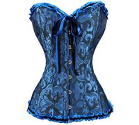 Demays Corset Tops for Women,Bustier Shapewear Lingerie,Lace Tied Renaissance Overbust Corset Push Up Bodysuit (UK, Alpha, XXL, Regular, Regular, Black Blue)