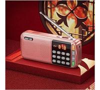 DEMCAY Digital Radio, Portable Internet Radio Petite Compact Rechargeable Battery Fm Radio, Portable Dab Radio Support Earphone U Disk Listen Songs (Color : Pink)