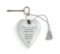 DEMDACO Art Hearts Collection How Long Will We Be Friends Grey 3.5 x 3.5 Metal Art Heart with Decorative Key
