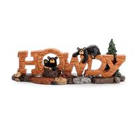DEMDACO Bearfoots by Jeff Fleming Rustic Black Bear Howdy 9 x 3 Hand Cast Resin Table Top Figurine Sign Display
