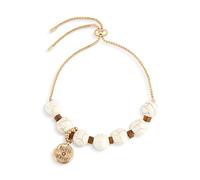 DEMDACO Believe Achieve 7 Day Motivational Tracker, Ivory/Gold 9.5 Inch Adjustable Beads/Metal Everyday Fashion Bracelet