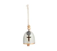 Demdaco Blessed Grey 2.5 inch Ceramic Stoneware and Wood Mini Inspired Bell
