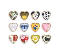 Demdaco Brooch Lapel Pin Badge Accessory, 27mm Metal, Art Hearts Assorted Set of 12
