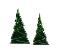 DEMDACO Christmas Tabletop Figurine Holiday Statue from Holly Lodge Collection 5 x 10 Inch Enameled Wood Green Tree Assorted Set of 2