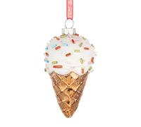 DEMDACO Decorative Holiday Hanging Christmas Tree Ornament 2 x 3 Inch Glass Sprinkle Ice Cream Cone