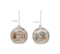 DEMDACO Decorative Holiday Hanging Christmas Tree Ornament 4 x 4.5 Inch Glass and Acrylic Ballerina Open Scene Assorted Set of 2