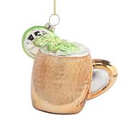 DEMDACO Decorative Holiday Hanging Christmas Tree Ornament 4 x 4 Inch Blown Glass Moscow Mule in Copper Mug