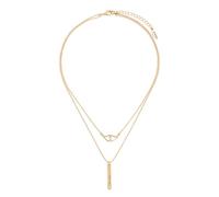 DEMDACO Double Heart You & Me, Gold Tone 18 Inches Metal/CZ Everyday Fashion Layered Necklace
