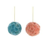 DEMDACO Elisabeth Hays Collection Holiday 5 Inch Diameter Sisal Festive Holiday Décor Decoration Christmas Tree Hanging Ornament Set of 2 Pink and Blue Pom Pom