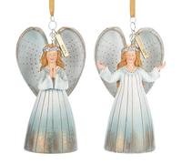 DEMDACO Faithful Finds 6 x 3 Inch Resin Festive Holiday Décor Decoration Christmas Tree Vintage Hanging Ornament Set of 2 White and Gold Tone Guardian Angel Hope and Joy