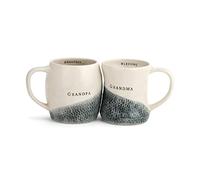 DEMDACO Grandma and Grandpa Hug Glossy Cream 12 ounce Stoneware Ceramic Mugs Set of 2