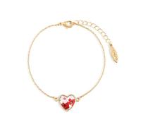 DEMDACO Grandma Is Love, Poppy Flower Heart, Red/White/Gold 6.25 Inch Plus Extension Metal/Glass Everyday Fashion Bracelet