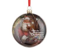 DEMDACO Here Comes Santa Claus 4 Inch Glass Festive Holiday Décor Decoration Christmas Tree Hanging Ornament Red and White TWAS The Night Before Christmas