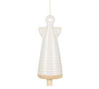 DEMDACO Inspired Angel Bell - 5.5 x 2 Inch Ivory Stoneware Decorative Hanging Ornament