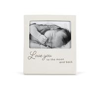 DEMDACO Nighty Night Collection Love You to the Moon and Back Off-White 8 x 7.5 Stoneware Keepsake Picture Frame for Baby, Holds 4 x 6 Photo