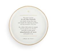 DEMDACO Pooh Classic Yellow Bear Everyday Collection Friendship Pooh Classic Yellow Bear Classic White Gold Tone Trim 10 inch Stoneware Giving Plate