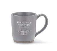 DEMDACO Pooh Classic Yellow Bear Everyday Collection How Long Will We Be Friends Grey 14 ounce Stoneware Coffee Cup Mug For Your Favorite Morning Brew