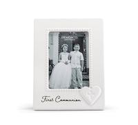 DEMDACO Tender Blessings 9 x 6.5 Inch Ceramic Stoneware Wall or Tabletop Picture Frame, Classic White, First Communion Holds 4x6 Photo, 5004830071