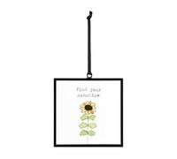 DEMDACO The Sharon Nowlan Collection Find Your Sunshine Yellow Sunflower 3 x 3 Acrylic, Iron and Glass Square Suncatcher Ornament Display