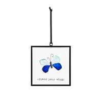 DEMDACO The Sharon Nowlan Collection Spread Your Wings Watercolor Blue Butterfly 3 x 3 Acrylic, Iron and Glass Square Suncatcher Ornament Display