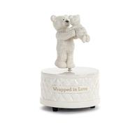 DEMDACO Wrapped in Love Baby Collection Music Box Stoneware White Parent & Baby Bear Figurine Playing Lullaby - Sentimental Keepsake, 4 x 5.5 Inches