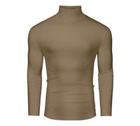 DEMEANOR Mens Jumper Turtle Neck Tops Sweaters for Men Knitted Winter Jumpers Mens Turtle Neck Jumper Warm Apricot