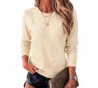Demegimi Women's Christmas Jumper Reindeer Snowflake Knitted Long Sleeve Top