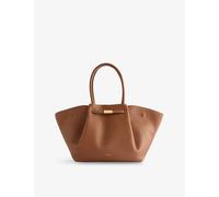 Demellier Womens Demellier New York Leather Tote Bag Tan Ecru Stitching