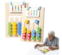 Dementia Activities for Adults, Double-Sided Wooden Color Shape Matching Slide Puzzle, Colour Memory Game for Seniors Wooden with 20 Cards, De-mentia Fidget Toys A-dults (Multicolor C)