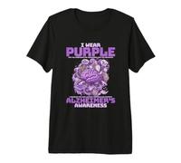Dementia Alzheimers Ribbon Purple Awareness ALZ Premium T-Shirt