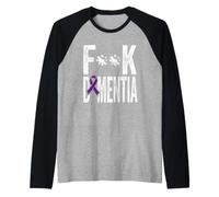 Dementia Awareness Purple Ribbon Fight Dementia Support Raglan Baseball Tee