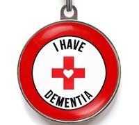 Dementia Dog Tag - Medical Alert Pet ID for Dogs with Canine Cognitive Dysfunction - I Have Dementia Warning - Add Emergency Info to Back - 2 Sizes - 36 Colour Options - Custom Safety Tag