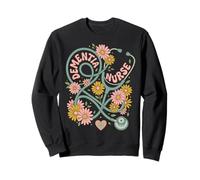 Dementia Nurse Stethoscope Retro Floral Groovy Sweatshirt
