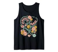 Dementia Nurse Stethoscope Retro Floral Groovy Tank Top