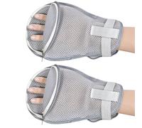 Dementia Safety Gloves for Adults Breathable Mesh Fabric Anti-Scratch Hand Protectors with Adjustable Wrist Strap Built-in Finger Control for Elderly Patients Hospital Home Care 27x17cm (grey)