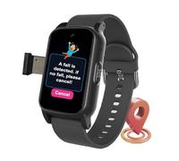 Dementia Tracker for Elderly, Personal Alarms for Elderly, Fall Detection, Real-time GPS SOS Alarm, Video Call, Smartwatch for Seniors/Dementia/Alzheimer'sBlack,1.25 * 0.57 * 2.22inch