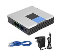 Demeras Telephone Adapter VoIP Phone and Device VoIP Phone Adapter VoIP Gateway Internet Phone 2 Ports Adapter SIP RJ45 Cable(UK Plug)