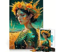 Demeter︰ Verdant Crown - Golden Harvest Goddess Jigsaw Puzzle 1000 Piece for Teenagers Logic Fun Premium Print Home Enjoyable Nice Decor (38x26cm)